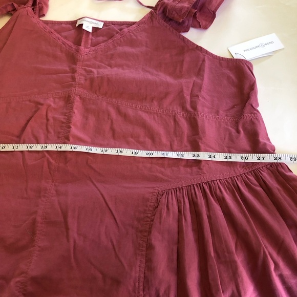 Treasure & Bond Flutter Sleeves Midi Dress in  Pink Mauve Tie Back Plus Size 3X - Picture 14 of 15